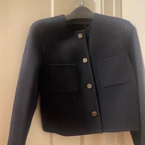Theory Collarless Wool & Cashmere Crop Jacket